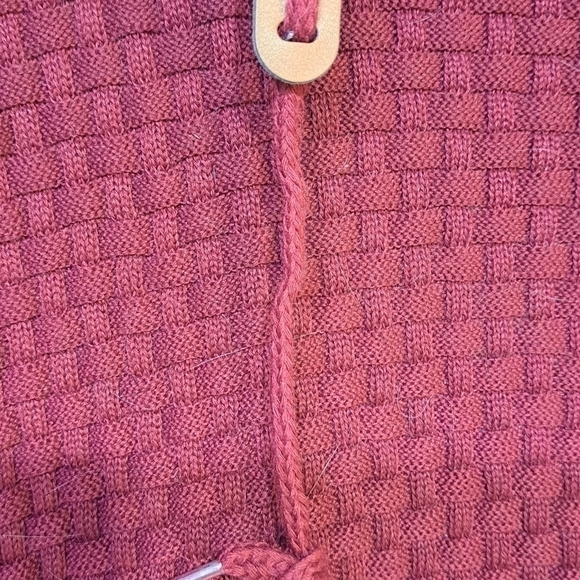 Zaitun Men's Hooded Sweatshirt Sweater Pullover Solid Knitted Maroon Size Large - Picture 5 of 15